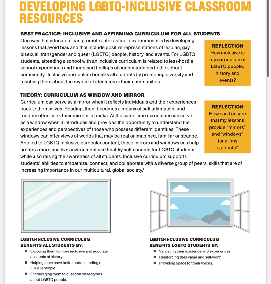 📁 PDF Resource | DEVELOPING LGBTQ-INCLUSIVE CLASSROOM RESOURCES