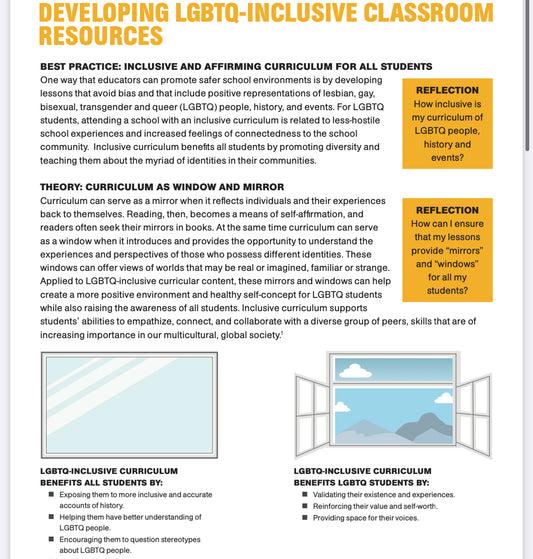 📁 PDF Resource | DEVELOPING LGBTQ-INCLUSIVE CLASSROOM RESOURCES